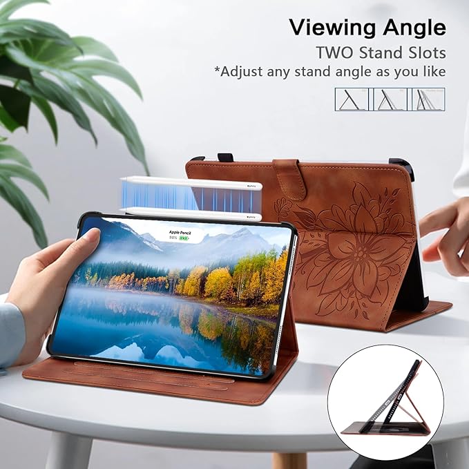 Case for iPad 6th / 5th Generation (2018 2017 Model, 9.7 Inch), iPad Air 2 (9.7 Inch), Auto Wake/Sleep Supports Pencil Holder Magnetic Clasp Stand Cover, Brown