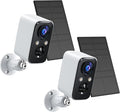 FOAOOD Security Cameras Wireless Outdoor with Solar Panel Cameras for Home Security, Home Camera with Color Night Vision, PIR Human Detection, 2-Way Talk, IP66 Waterproof (2Packs-White)