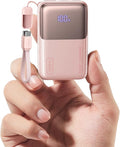 INIU Portable Charger, Ultra Mini 10000mAh 45W Fast Charging Power Bank, USB C Battery Pack with Cable, Flight-Safe Travel Powerbank for Women, Influencer, Student, Young People,Travel, Light Pink