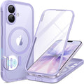 BERFY for iPhone 17 Case, Compatible with MagSafe, Built-in Glass Screen Protector, Camera Protection, Shockproof Full Body Phone case 6.3", Clear Purple