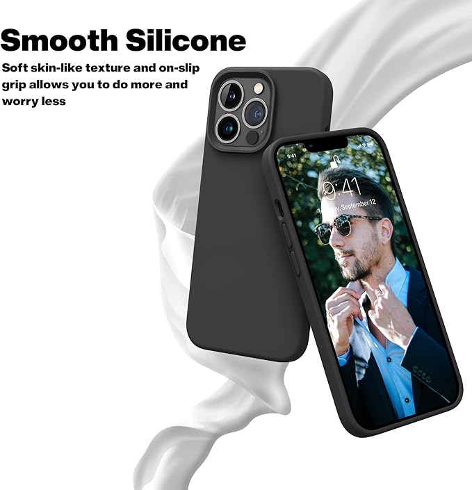 OTOFLY Designed for iPhone 13 Pro Max Case, Silicone Shockproof Slim Thin Phone Case for iPhone 13 Pro Max 6.7 inch (Black)