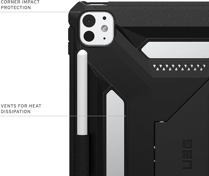 URBAN ARMOR GEAR UAG Designed for iPad Pro 11" 6th Gen 2025 M5, 5th Gen 2024 M4 Case A3357 A3358 A3359 - Rugged Protective Cover with Kickstand and Pencil Holder Scout Plus Black