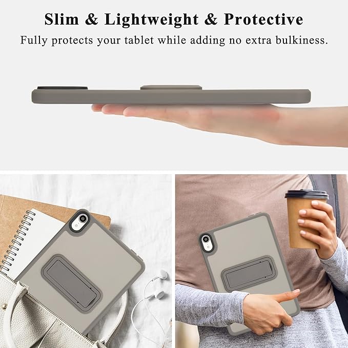 Shockproof Case for iPad mini 7th/6th Generation (2024/2021 8.3-inch), Kickstand Slim Fit Rugged Bumper Lightweight Anti-Scratch Bumper Case Cover for Women Men, Gray