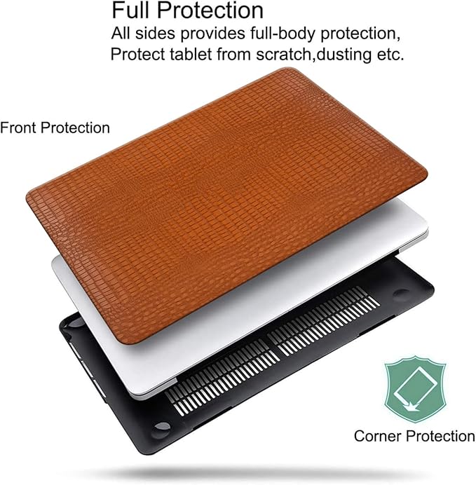DTangLsm for Crocodile MacBook Pro 14 inch Case M5 2026-2021 M4 M3 M2 M1 A3426 A3427 A3434 A3112 A3185 A3401 A2918 A2992 A2779 A2442, Alligator Skin Textured Leather Hard Case+Keyboard Cover, Brown