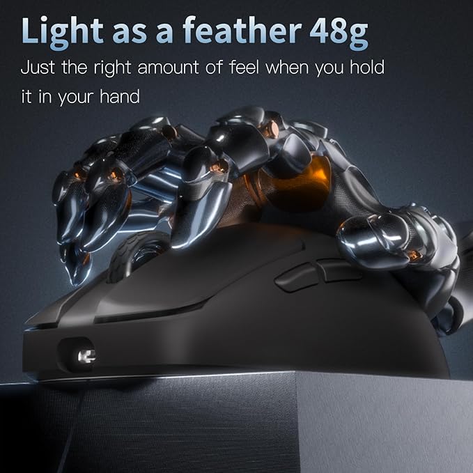 MOTOSPEED X1 4K Mini Wireless Gaming Mouse,Tri-Mode 2.4G/USB-C/Bluetooth Mouse Up to 26000DPI,PAW3395 Optical Sensor Lightweight 48g,5 programmable Button,Computer Mouse for Laptop,PC,Mac-Black