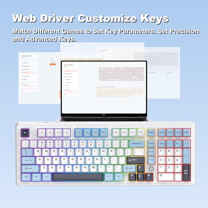 Ajazz AK980MAX Wired Magnetic Axis Mechanical Keyboard, 98% Hot-Swappable Custom Keyboard with RGB Backlighting, Pre-Lubricated Switches, PBT Keycaps, Suitable for MAC/Win/Visa/PC