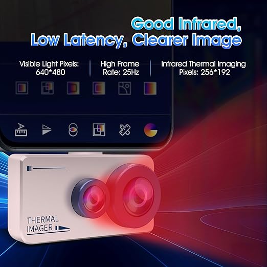 Dual-Spectrum Thermal Camera, Thermal Imaging with 640x480 Visible Light Resolution Thermal Imaging Camera for Android, Intelligent Analysis with APP Multifunctional Handheld Infrared Heat Camera