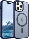 SUPFINE Magnetic for iPhone 14 Pro Max Case (Compatible with MagSafe) (Military Grade Drop Protection) Slim Translucent Matte Shockproof with Anti-Fingerprint Phone Case,Navy Blue