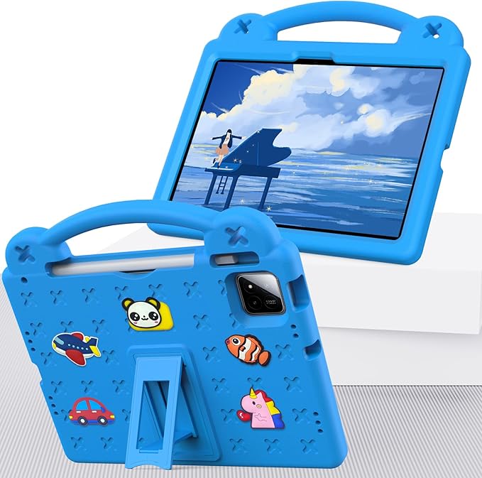 AKABEILA Compatible with Xiaomi Pad 7/Xiaomi Pad 7 Pro 11.2 inch 2024/Xiaomi Pad 8 2025 11.2 inch Tablet Case, Kids Friendly Universal Protective Case with Shoulder Strap & Stand Handle Sky Blue
