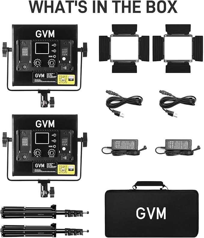 GVM RGB LED Video Light Kit, 800D 6X Upgraded Studio Lights with Optical Lens, Photography Lighting with 20 Scene Modes, Panel Lights with 19500 Lux/0.5m, Filming, Content, Portable, 2 Packs