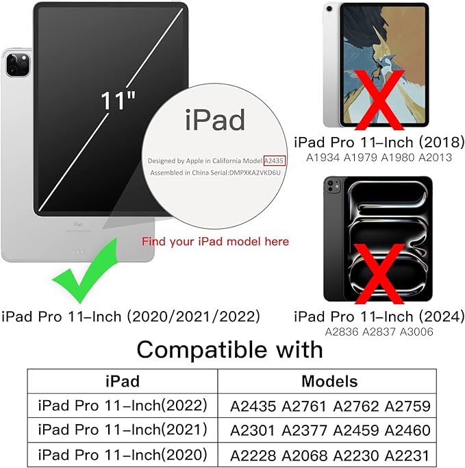 JETech Case for iPad Pro 11 Inch, 2022/2021/2020 Model, Slim Stand Hard Back Shell Smart Cover with Auto Wake/Sleep (Matcha Green)
