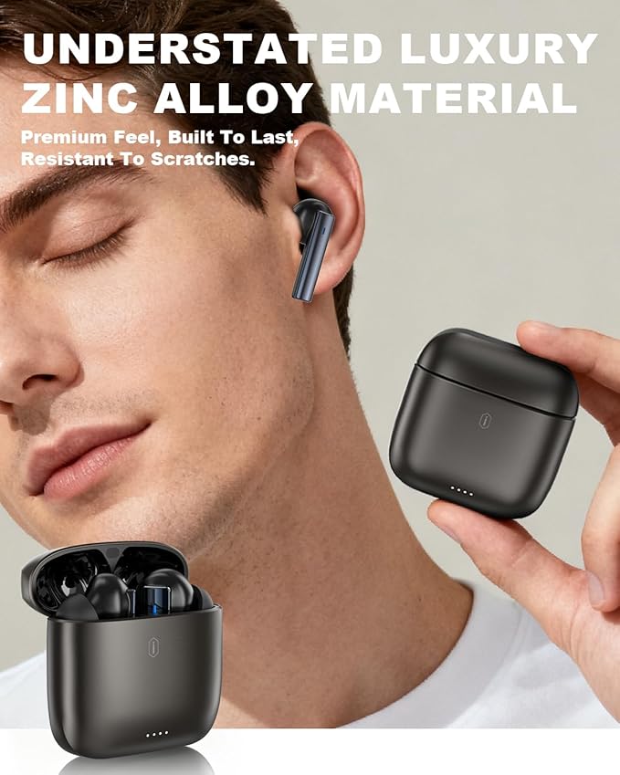 Wireless Earbuds,6.0 Bluetooth Headphones with 4 Mics Noise Cancelling,35H Playtime for Sports Work,AI Clear Calls,Zinc Alloy Fast Charging Case,Comfort Fit,Waterproof Ear Buds for iPhone Android iPad