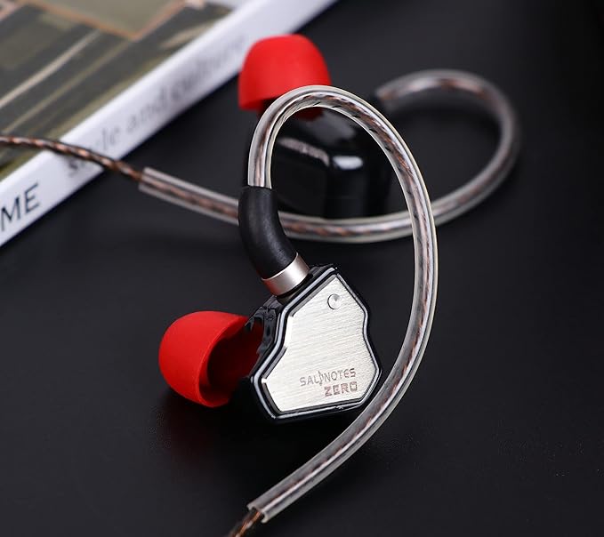 Linsoul 7Hz Salnotes Zero HiFi 10mm Dynamic Driver in-Ear Earphone IEM with Metal Composite Diaphragm Stainless Steel Faceplate Detachable 2Pin OFC Cable (Black, Without Mic)