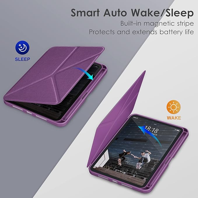 DTTO Case for iPad mini 7 (A17 Pro) 2024 / iPad mini 6 2021 8.3 inch with Pencil Holder, Multi-Angle Magnetic Standing Cover for iPad mini 7th/6th Generation [Auto Wake/Sleep], Dark Purple