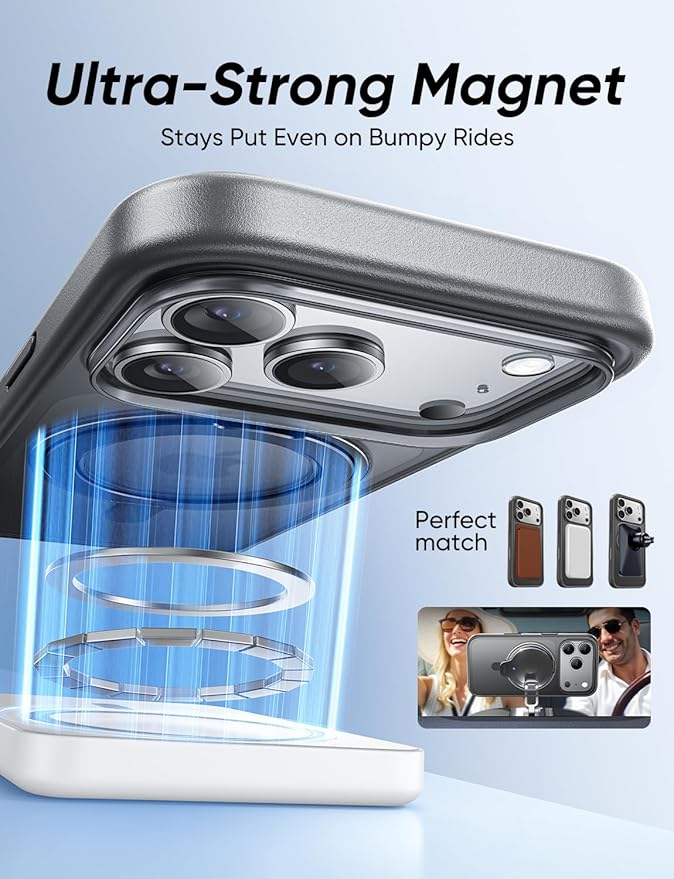 MAGIC JOHN 360° Rotatable Magnetic Invisible Stand for iPhone 17 Pro Case [Camera Control Button] [Compatible with MagSafe] 16FT Shockproof for iPhone 17 Pro Case with Kickstand, Black