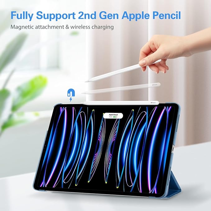 ProCase for iPad Pro 11 Inch Case 2022/2021/2020/2018(4th/3rd/2nd/1st Generation), iPad Pro 11" Slim Stand Hard Back Cover Shell Smart Folio Compatible with Pencil/Support Auto Wake/Sleep -Blue
