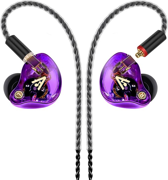Vibes 202 Wired Earbuds - HiFi in Ear Monitor Headphones – Professional Noise Isolating Ear Buds - Clear Sound, Deep Bass & Comfort-Fit IEM Earphones - MMCX to 3.5mm, Silver Plated Cord, Carrying Case