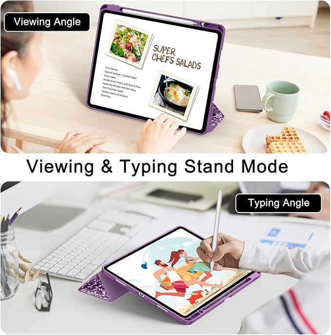 Soke Case for iPad Air 13 Inch (M4/M3/M2,2026-2024), iPad Pro 12.9" 6th/5th Generation with Pencil Holder(2021 2022 Release)-[Apple Pencil Charging + Auto Wake/Sleep] Soft Back Cover, Book Violet