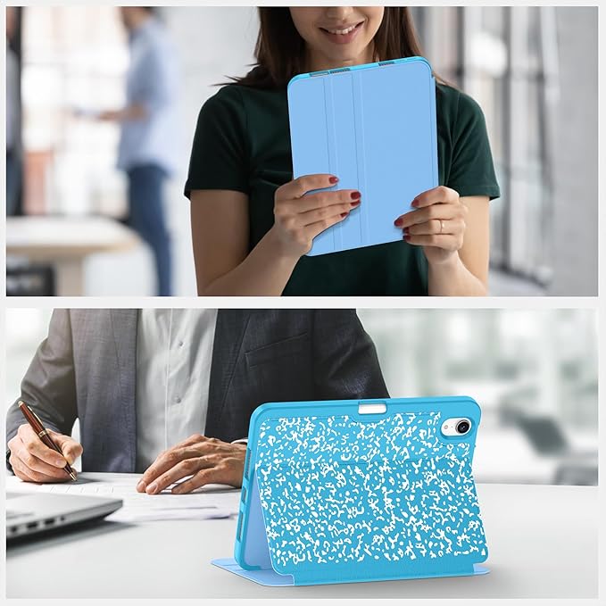 Supveco Case for iPad mini 7 (A17 Pro) 2024/iPad Mini 6 2021 8.3 Inch with Pencil Holder-[Auto Wake/Sleep],Slim Protective Case with Soft TPU Back Cover for iPad mini 7th/6th Generation-Sky