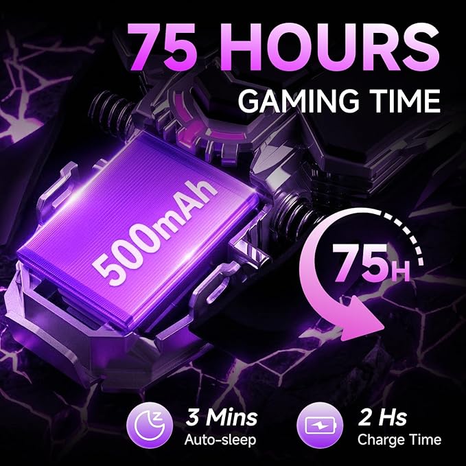 EWEADN G5 Wireless Gaming mouse, 12800 Adjustable DPI Ergonomic Mouse with 6 RGB Backlit Modes, Rapid Fire Key, 9 Programmable Macro Buttons, Rechargeable Bluetooth Mouse for PC/Mac/Laptop - Black
