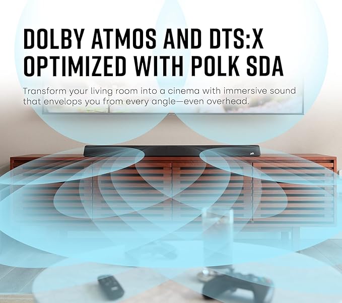 Polk Audio MagniFi Max AX 5.1.2 Channel Sound Bar with 10" Wireless Subwoofer, Dolby Atmos and DTS:X Certified, Polk's Patented VoiceAdjust & SDA Technologies, TV Speakers, Easy Setup, Black