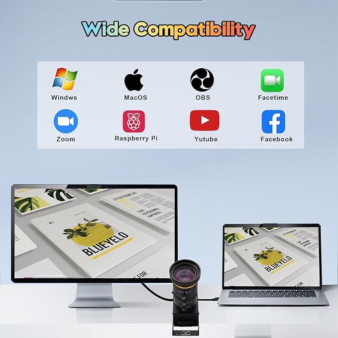 SVPRO HDMI USB Camera 4K 60fps USB3.0 Streaming Webcam with Zoom 5-50mm Telephoto Lens,10X Optical Zoom Industrial Microscope Camera H.264 Video Camera for Computer,Raspberry Pi,Monitor