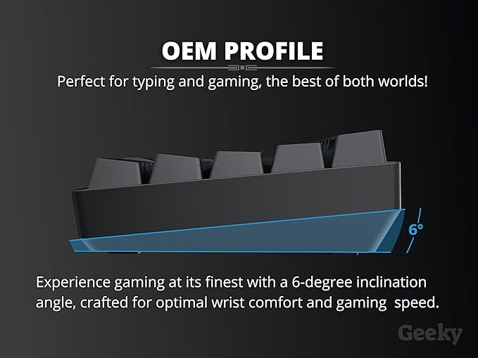 Geeky GK65 SE 65% | Mechanical Gaming Keyboard | 68 Keys Multi Color RGB LED Backlit for PC/Mac Gamer | ANSI US American Layout (Black, Mechanical Black)