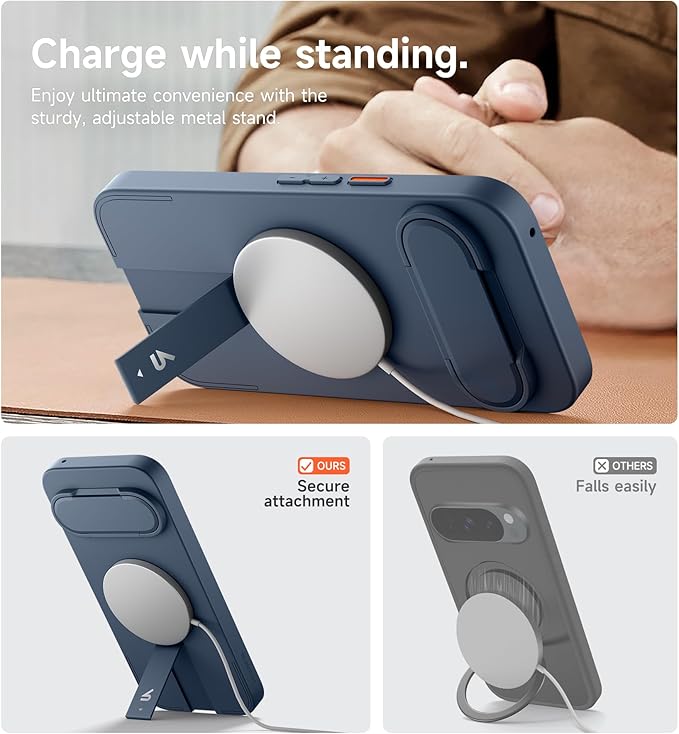 SURITCH for Google Pixel 10/10 Pro Phone Case, Compatible with MagSafe, Protective Cover with Camera Cover & Adjustable Metal Kickstand for Pixel 10/10 Pro 2025 -Dark Blue
