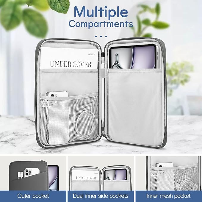 Dadanism 13 Inch Tablet Sleeve Bag Carrying Case for iPad Pro 13" M5/M4 2025/2024, iPad Air 13" M4/M3 2026/2025, iPad Pro 12.9", Galaxy Tab S10+/S9 FE+/S9+ 12.4", Remarkable Paper Pro 11.8", Dark Gray