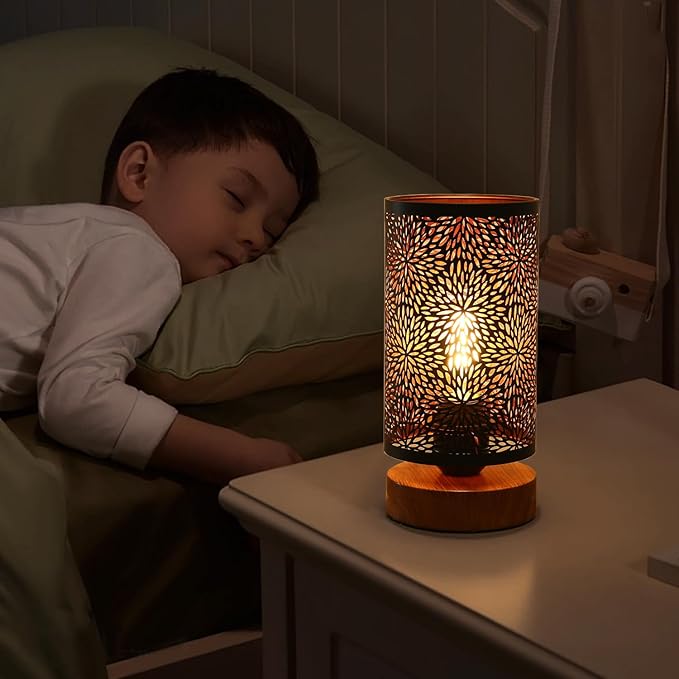 Small Industrial Table Lamps Dimmable, Bedside Lamps for Nightstand,End Table Side Desk lamp with Rustic Black Metal Cage Lampshade for Bedroom, Kids Room Living Room 2700K LED Bulb Included