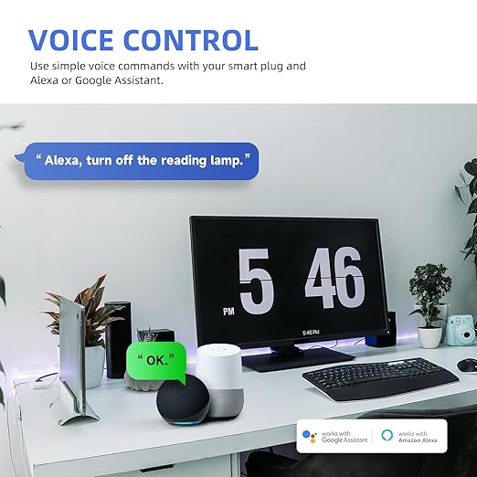 Mini Smart Plug, 15A WiFi Plugs Work with Alexa & Google Assistant, Smart Outlet with Timer & Group Controller, WiFi Outlet for Home, No Hub Required,2.4G WiFi Only, ETL&FCC Approvel, White, 2 Pack