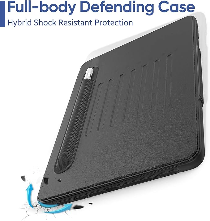SEYMAC stock Case for iPad 6th/5th Generation/Air 2/Pro 9.7'', Strong Magnetic Auto Sleep Shockproof Case with Absorbing Multi-Angles Stand, Pen Holder, Card Slot (Black)