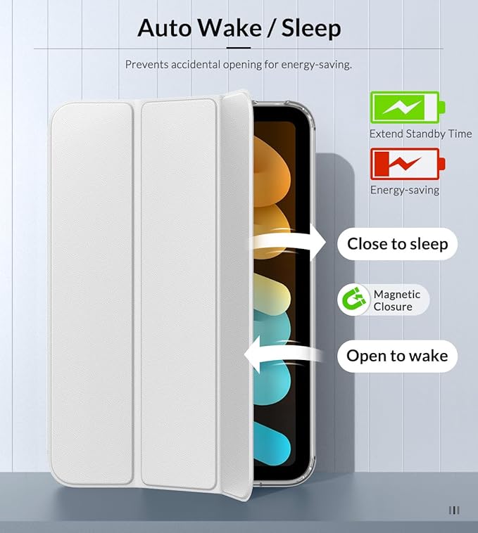 MoKo Case Fit New iPad mini 7 (A17 Pro) 2024, iPad mini 6th Generation Case 2021 (8.3-inch), iPad mini 6 Case, Soft TPU Translucent Frosted Back Cover Case for iPad mini 7th, White