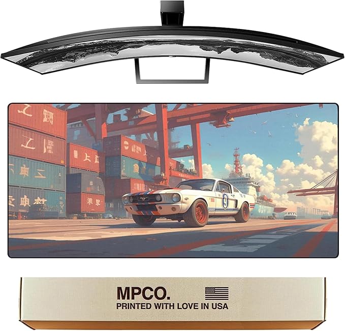 MPCO. Original Large Gaming Desk Mat – 36" x 17" Duraglyde Manga Motors Meis-Mustang Full Desk Mouse Pad for Smooth Precision – Non-Slip, Washable Extra-Large PC Mouse Pad for Gaming Sessions