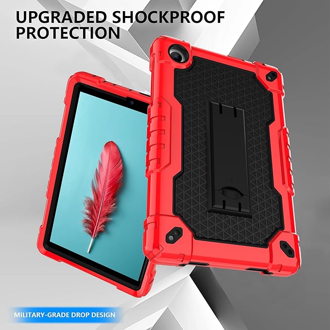 Case for for AT&T Amigo Jr. Tab 8 inch Tablet 9136K - [Built-in Kickstand] Anti Slip Kids Friendly Shockproof Silicone Protective Cover (Red/Black)