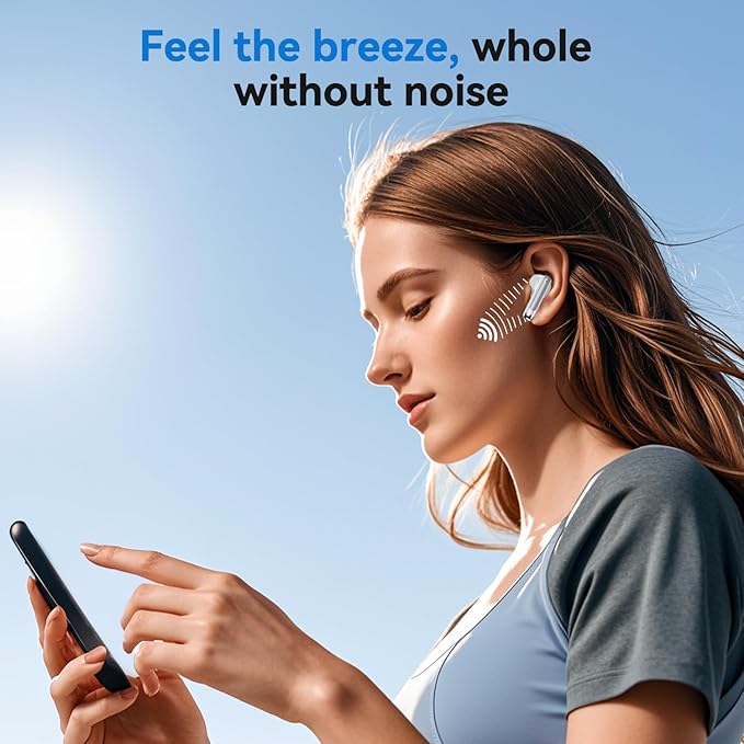 Wireless Earbuds, Bluetooth 5.4 Headphones HiFi Stereo with 4 HD Mic, 50H Playtime Bluetooth Earbuds with LED Display, IPX7 Waterproof Wireless Earphones, Touch Control Ear Buds,USB-C White