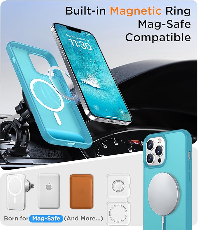 Magnetic Compatible with iPhone 13 Pro Max Case, [Built-in Invisible Kickstand][Compatible with MagSafe] [Military Grade Shockproof] Slim Translucent Matte Phone Case for iPhone 13 Pro Max 6.7"