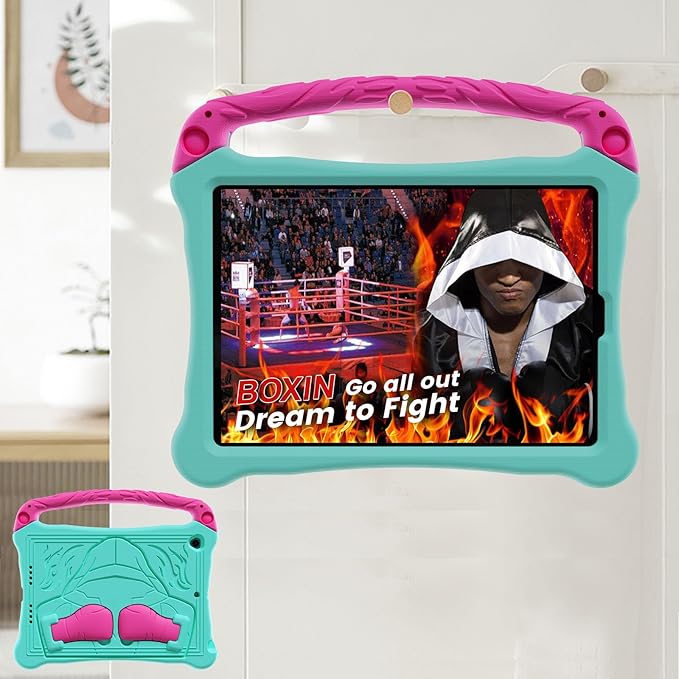 Dteck for iPad Air 3rd Generation and iPad Pro Case 10.5" 2019/2017 Release, Cute Boxing Shockproof Hard Case with Handle/Kickstand/Shoulder Strap, Protective Lightweight Kids-Friendly Cover, Mint