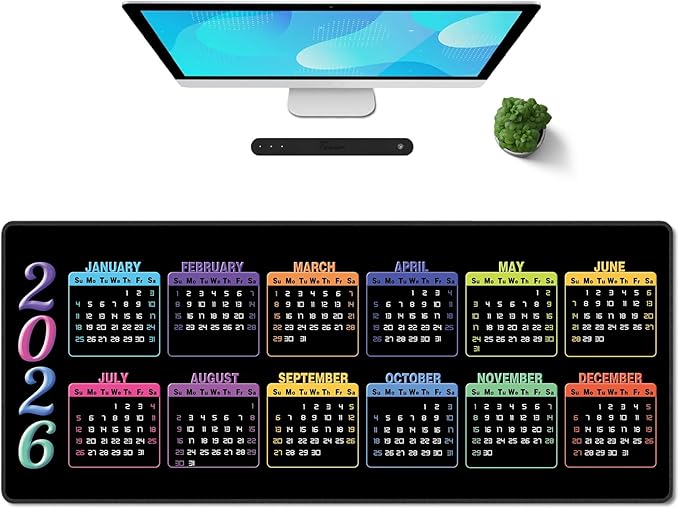 Galdas Gaming Mouse Pad XXL XL Large Long Extended Big Mousepad Non-Slip Rubber Keyboard Mouse Pad with Stitched Edges for Laptop Home Office (2026 Calendar, 31.5 * 11.8)
