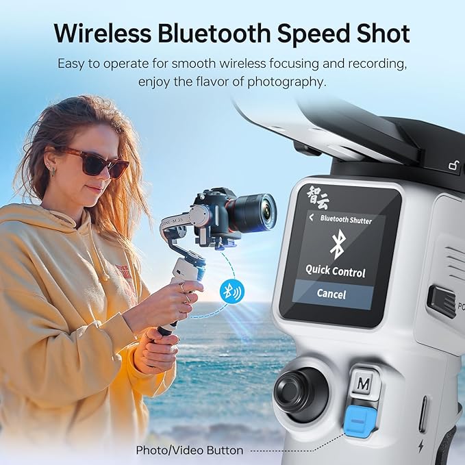 ZHIYUN Crane M3S Combo [Office], 3-Axis Lightweight Camera Gimbal Stabilizer, Bluetooth Control, Fill Light, Phone Clamp and Backpack, Handheld Gimbal for Mirrorless, Smartphone, Action Camera