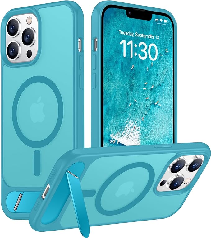Magnetic Compatible with iPhone 13 Pro Max Case, [Built-in Invisible Kickstand][Compatible with MagSafe] [Military Grade Shockproof] Slim Translucent Matte Phone Case for iPhone 13 Pro Max 6.7"