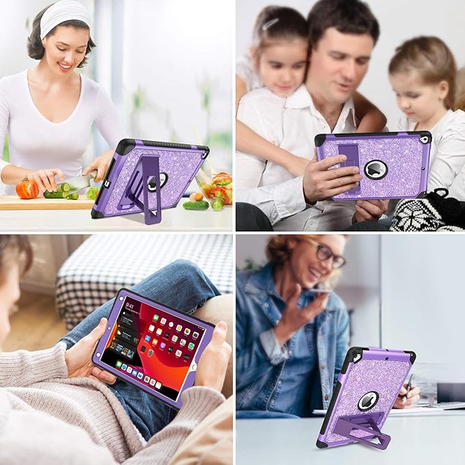 YINLAI for iPad 6th 5th Generation Case 9.7-Inch 2018/2017, iPad Pro 9.7/iPad Air 2nd Case,Glitter Sparkle Women Girls Kids Kickstand Shockproof Protective A1893/A1954/A1822/A1823 Tablet Cover,Purple