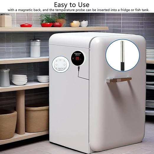 WiFi Thermometer Smart Temperature Sensor: Wireless Temperature Monitor with Waterproof External Probe, App Alerts and Buzzer Alarm, Digital Temperature Gauge for Refrigerator, Freezer, Fish Tank
