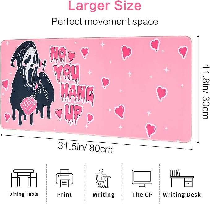 Large Gaming Mouse Pad 31.5 x 11.8in Desk Mat for Office Mousepad Anti-Skid Rubber Base Soft Comfortable and Durable Desk Pad (Pink)