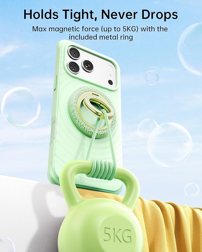 SYNCWIRE Magnetic Phone Ring Holder for MagSafe, 360° Rotation Dual Sided Magnet Grip Cell Phone Ring Stand Finger Kickstand Compatible with iPhone 17 16 15 14 13 12 Pro Max fits MagSafe