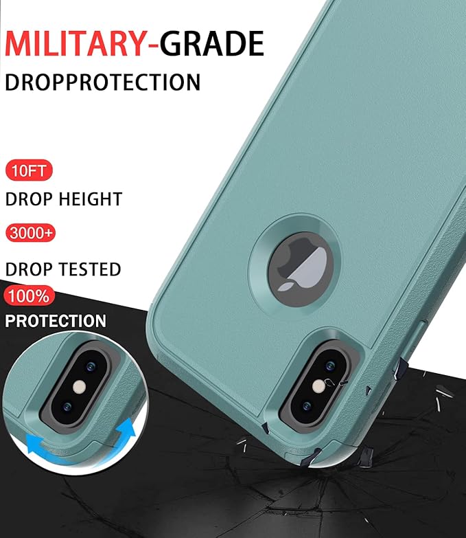 Diverbox for iPhone X Case/iPhone Xs Case [Shockproof] [Dropproof] [Tempered Glass Screen Protector ] Heavy Duty Protection Phone Case Cover for Apple iPhone X/XS (Pine Green)