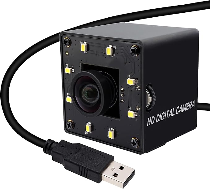 SVPRO 12MP USB Camera with Light, 4K Webcam 30fps / 1080P 120fps High Speed, IMX577 Sensor Low Light, USB Plug and Play for Lightburn, PC/Laptop, Comptible with Windows/MacOS/Linux/Android