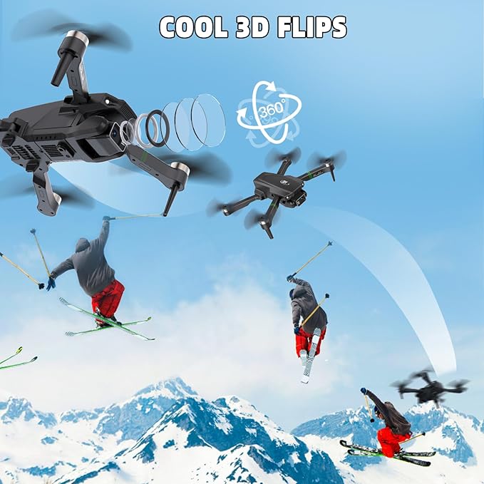 Drones with Camera for Adults 4K, Mini Drone with Camera, Altitude Hold, One Key Take Off/Landing, Headless Mode, 3D Flip, 3 Speed Mode, Foldable Remote Control Drone with 2 Batteries for Beginners
