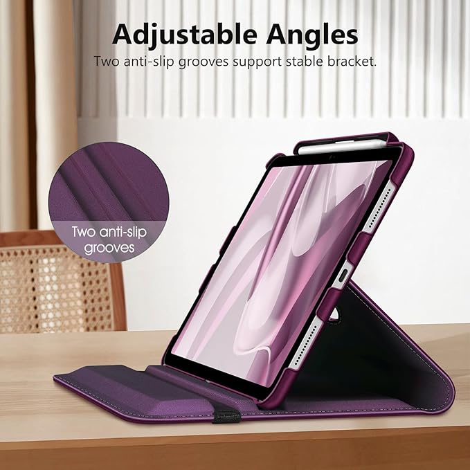 Fintie Rotating Case for iPad Pro 11-inch (M5) 2025 / (M4) 2024 - [Built-in Pencil Holder] 360 Degree Swiveling Smart Stand Protective Cover, Auto Sleep/Wake, Purple