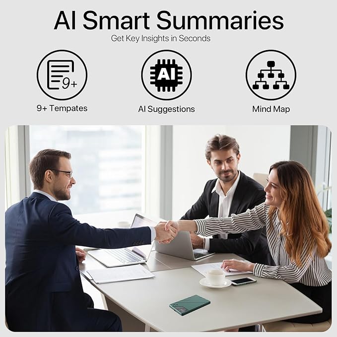 AI Voice Recorder, ChatGPT Transcribe & Summarize, 112 Languages Digital Voice Recorder, Noise Reduction Portable Dictaphone, 64GB HD Recording Device for Meetings, Lectures, Calls, Interviews